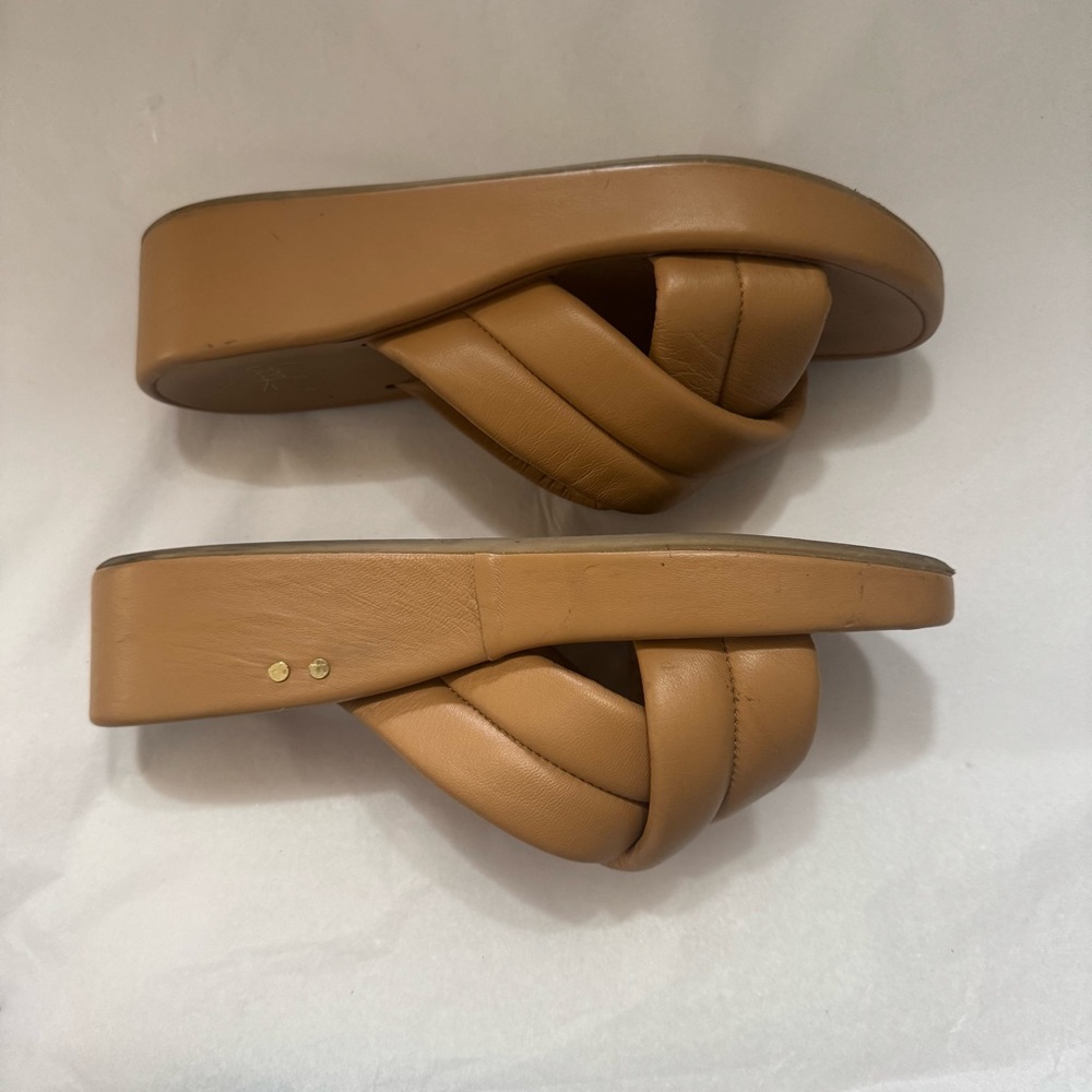 Beek brown leather crisscross platform sandals size 10 - Picture 3 of 6